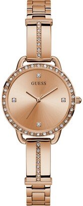 Women's Rose Gold-Tone Stainless Steel Semi-Bangle Bracelet Watch 30mm