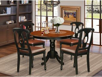 Mid Century Table Set Contains a Dining Table and Kitchen Dining Chairs - Black Finis-AN