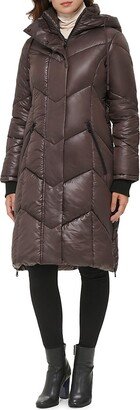 Chevron Quilted Puffer Coat