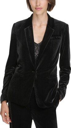 Petite Velvet One-Button Long-Sleeve Jacket