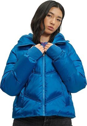 Ronney Cropped Puffer Jacket (Medium Blue) Women's Clothing