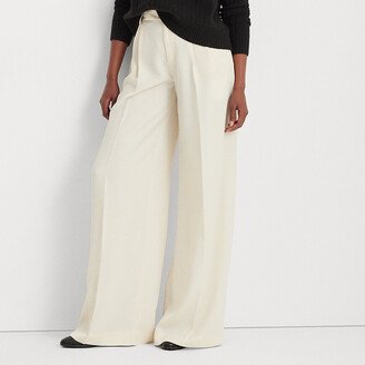 Ralph Lauren Pleated Satin Crepe Wide-Leg Pant