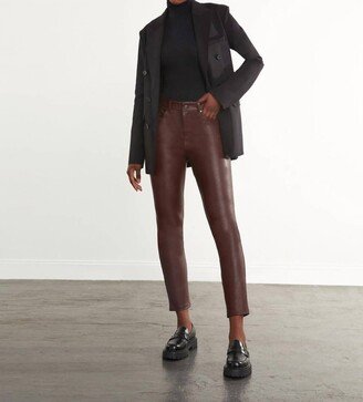 Faux Leather 5 Pocket Pant In Oxblood