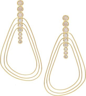 Graduated Cubic Zirconia Triple Wire Dangle Earrings