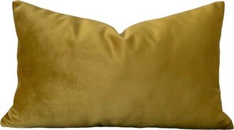 Mustard Lumbar Velvet Pillow Cover - Solid, Soft Fabric Custom