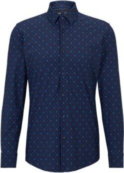 Slim-fit shirt in printed performance-stretch fabric-AA