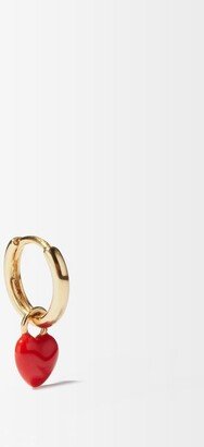 Heart-charm 14kt Gold Single Hoop Earring