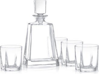 Luna Lead-Free Crystal Decanter & Whiskey Glasses 5-Piece Set