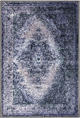 Ornamental Decorative Ornate Medallion Modern Transitional Ultra-Soft Nylon Indoor Area Rug , , Gray - Blue Nile Mills