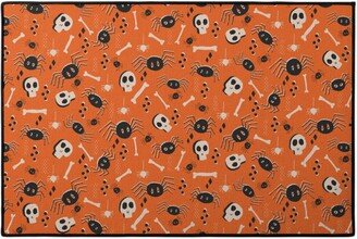 Door Mats: Vintage Halloween - Orange And Black Door Mat, Orange