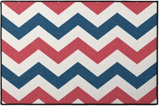 Door Mats: Bold Chevron - Red And Blue Door Mat, Multicolor