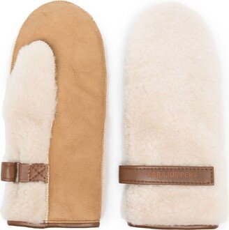 Logo-Print Sheepskin Gloves-AA