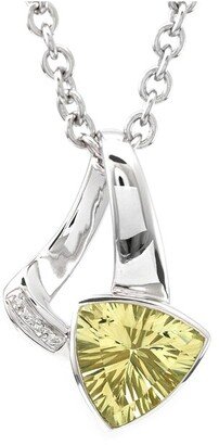 Gemstones Silver 3.02 Ct. Tw. Diamond & Lemon Quartz Pendant Necklace