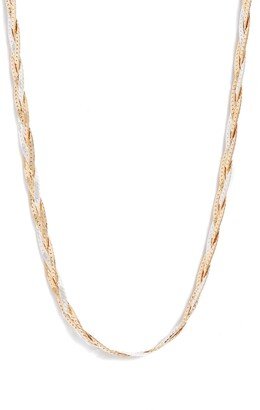 Two-Tone Braided Herringbone Necklace