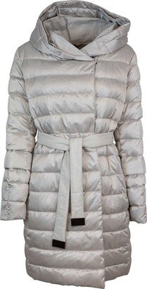 Belted Long-Sleeved Down Jacket-AB