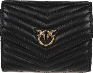 Logo-Plaque Quilted Foldover Top Wallet