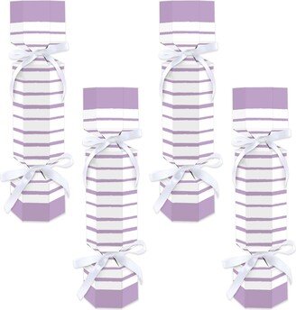 Big Dot Of Happiness Purple Stripes - No Snap Simple Party Favors - Diy Cracker Boxes - Set of 12