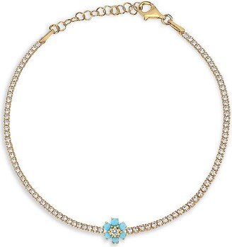 Color Forward 14K Yellow Gold Vermeil & Turquiose Crystal Tennis Bracelet