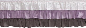 3 Layer Ruffled Crib/Toddler Bed Skirt - White/Lilac/Gray