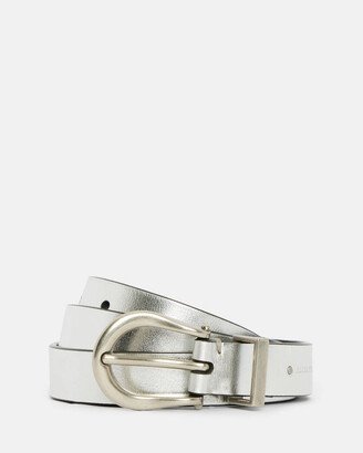 Luna Metallic Skinny Leather Western Belt