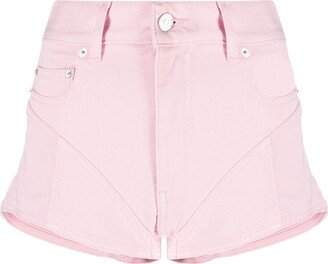 Contrast-Panels Denim Shorts