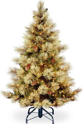 National Tree Company National Tree Includes Pre-strung White Lights and Stand Flocked with Cones Carolina Pine