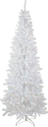 Northlight 7.5' Pre-Lit White Georgian Pine Pencil Artificial Christmas Tree, Warm White LED Lights