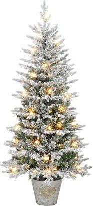 Puleo 6' Pre-Lit Flocked Tree with 250 Underwriters Laboratories Clear Incandescent Lights, 1015 Tips