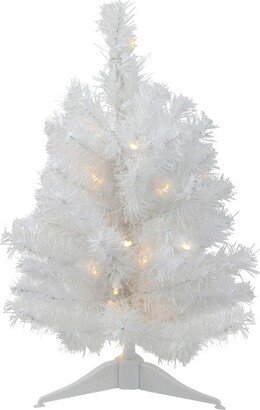 Northlight 1.5' Pre-Lit Snow White Pine Artificial Christmas Tree - Clear LED Lights