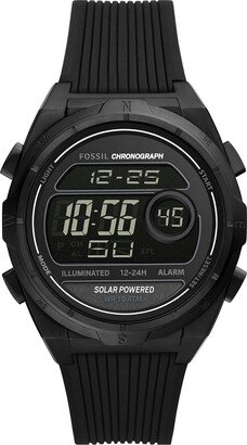 Men's Everett Solar-Powered Stainless Steel and Silicone Digital Watch