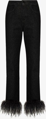 Feather-Detail Slim-Cut Jeans-AA