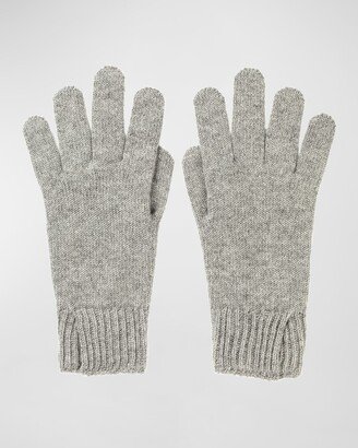 Grey Split Cuff Cashmere Gloves