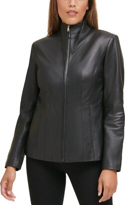 Women's Petite Leather Coat