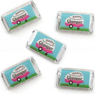 Big Dot Of Happiness Let's Go Glamping - Mini Candy Bar Wrapper Stickers - Glamp Party Favors - 40 Ct