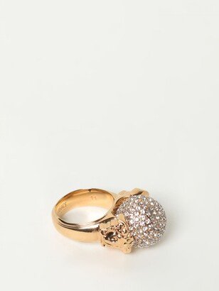 ring in metal with rhinestone crystals