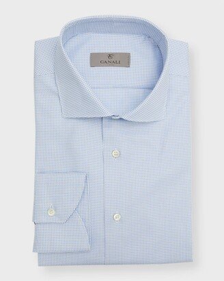 Men's Micro-Print Cotton Dress Shirt-AE