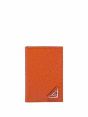 triangle-logo Saffiano leather cardholder