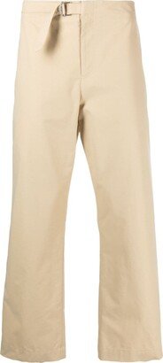 Belted-Waistband Cotton Trousers