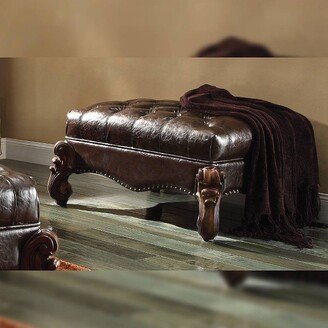 37 Versailles PU Two-Tone Ottoman Dark Brown/Cherry Oak