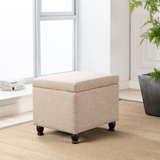 WOVENBYRD Rectangle Storage Ottoman, Hinged Lid