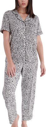 Animal Print Short Sleeve Top & Pants Pajama Set