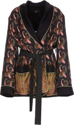 Pattern-Printed Belted Coat