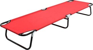 Folding Sun Lounger Red Steel - 74.8 x 22.8 x 11