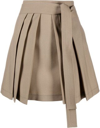 Pleated Virgin-Wool Miniskirt-AA