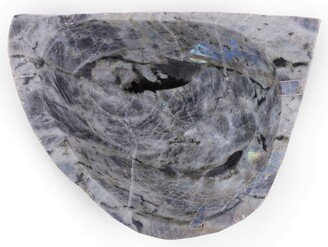 Deep White Labradorite Raw Geode Semiprecious Stone Vessel Sink With Rare & Stunning Blue Flames Custom-Made For Bathroom Vanity