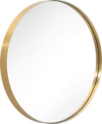 ANDY STAR 24 Inch Round Circle Mirror with Stainless Steel Metal Frame, Gold - 12.5