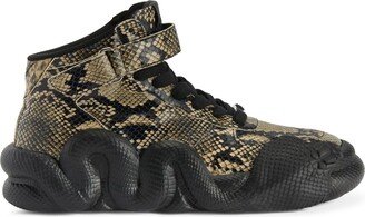 Cobras snake-effect leather sneakers