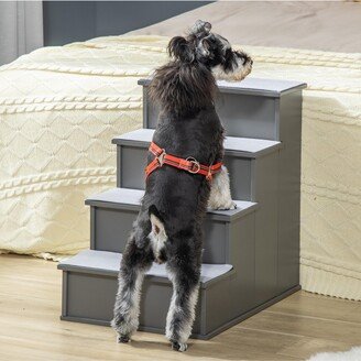 Pet Stairs, Small Pet Steps with Cushioned Removable Covering for Dogs and Cats Up To 22 Lbs., Grey