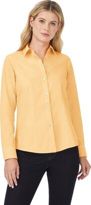 Women's Plus Size Dianna Long Sleeve Solid Pinpoint Blouse