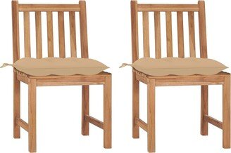 Patio Chairs 2 pcs with Cushions Solid Teak Wood - 19.7 x 20.9 x 35.4